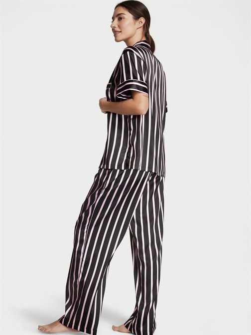 Saten Kısa Kollu Pijama Takımı
