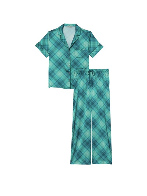 Saten Kısa Kollu Pijama Takımı