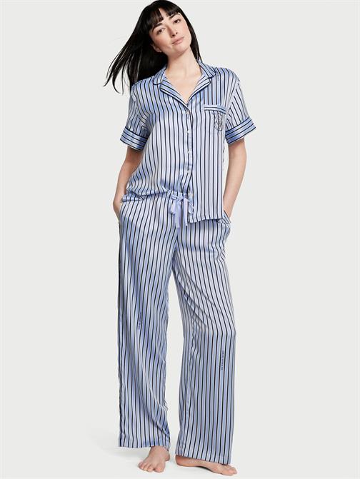 Saten Kısa Kollu Pijama Takımı