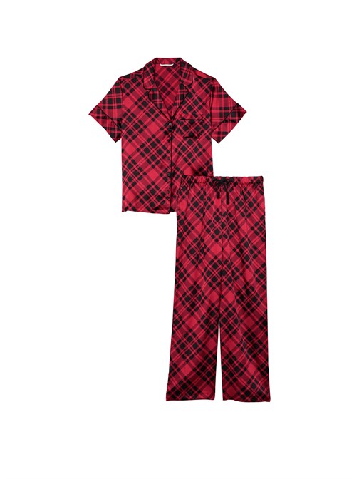 Saten Kısa Kollu Pijama Takımı