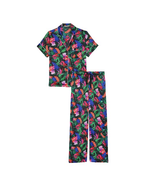 Saten Kısa Kollu Pijama Takımı