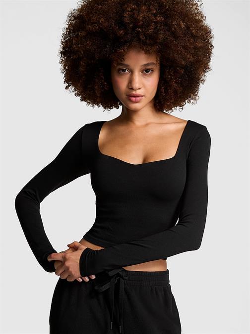 Soft Seamless Uzun Kollu Kalp Yaka Üst
