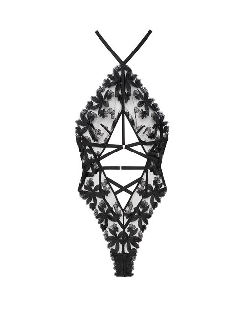 Strappy Floral Embroidered Teddy