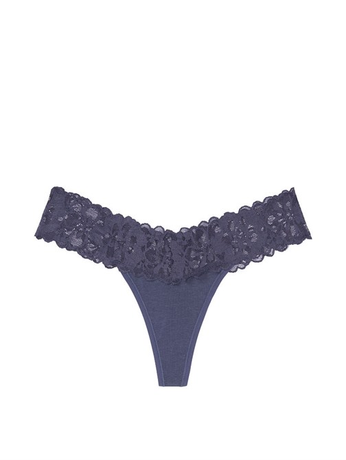 Stretch Cotton Lace-waist Thong Panty
