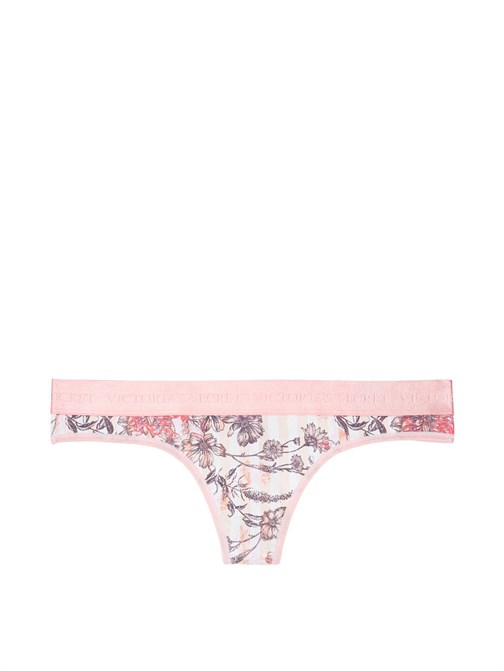 Stretch Cotton Logo Thong Panty