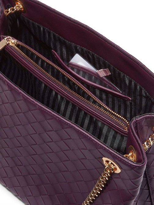 The Victoria Black Violet Woven Omuz Çantası