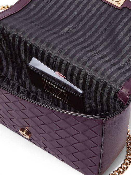 The Victoria Black Violet Woven Orta Boy Omuz Çantası