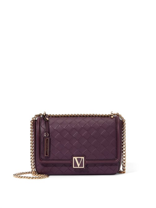 The Victoria Black Violet Woven Orta Boy Omuz Çantası