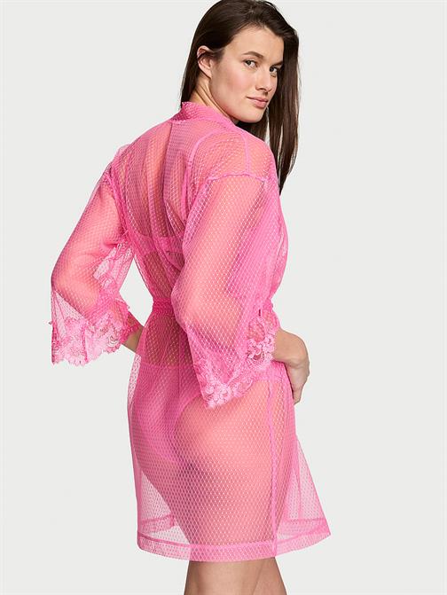 Transparan Boho Çiçek İşlemeli Sabahlık
