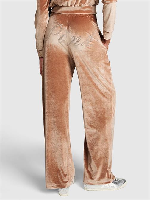Velour Shine Logolu Geniş Paça Pantolon