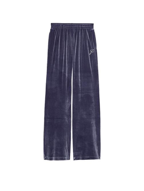 Velour Shine Logolu Geniş Paça Pantolon