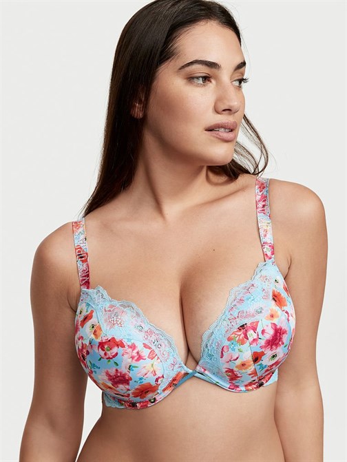 Very Sexy Bombshell 2 Beden Büyük Gösteren Saten Işıltılı Askılı Push-Up Sütyen