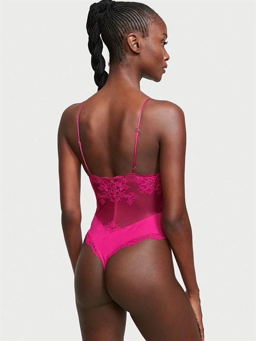 Very Sexy Modal ve Dantel Derin Dekolteli Bodysuit