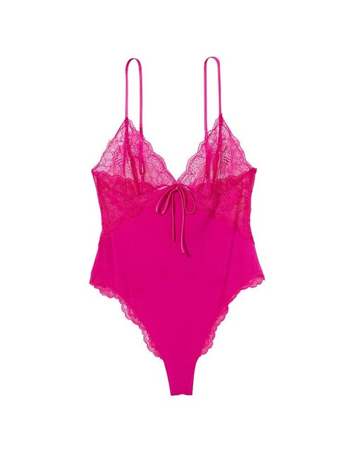 Very Sexy Modal ve Dantel Derin Dekolteli Bodysuit