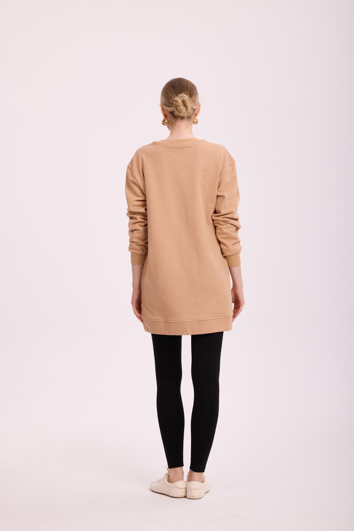 BASIC PAMUKLU SWEATSHIRT BEJ