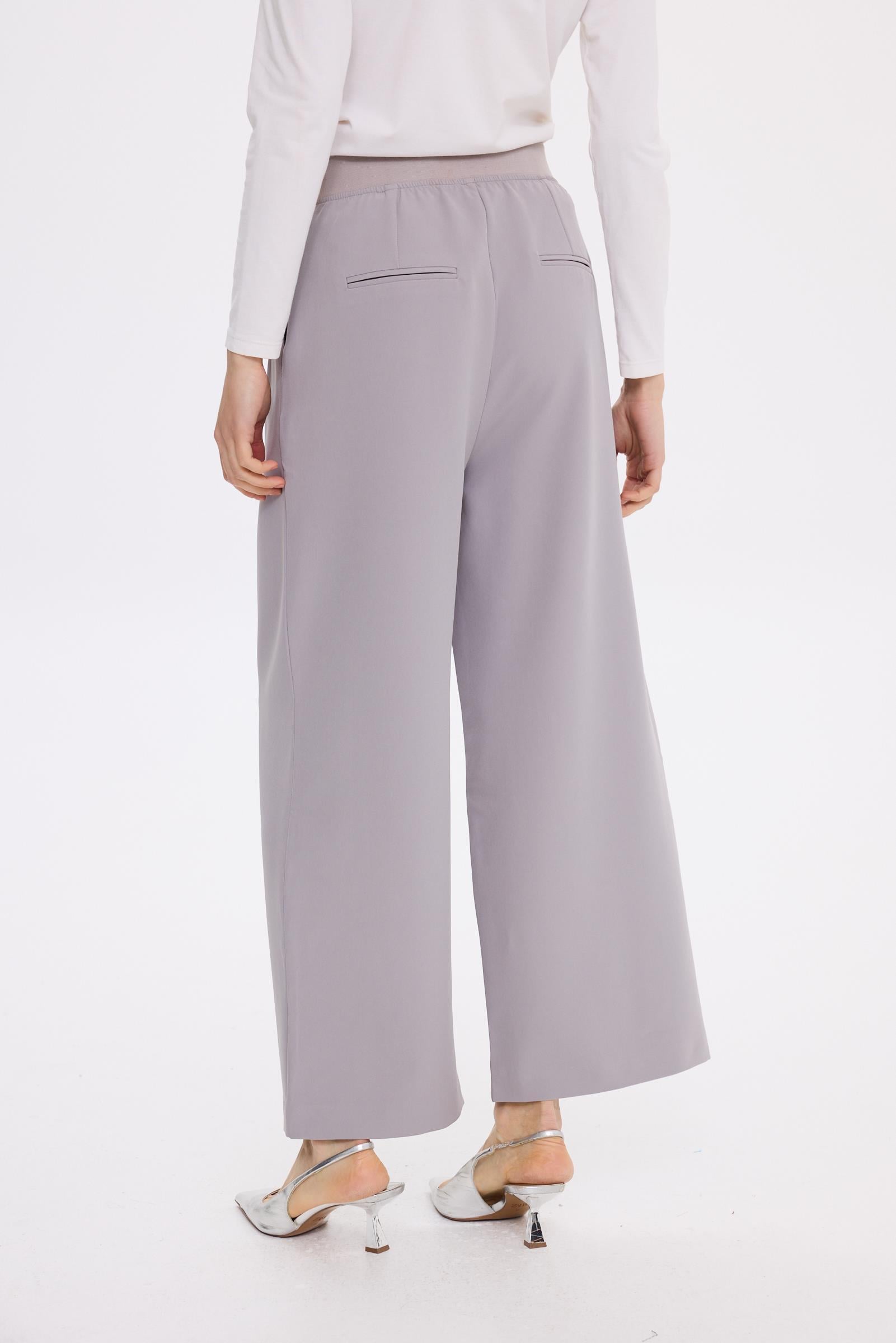 BEL LASTİK KREP PANTOLON GRİ