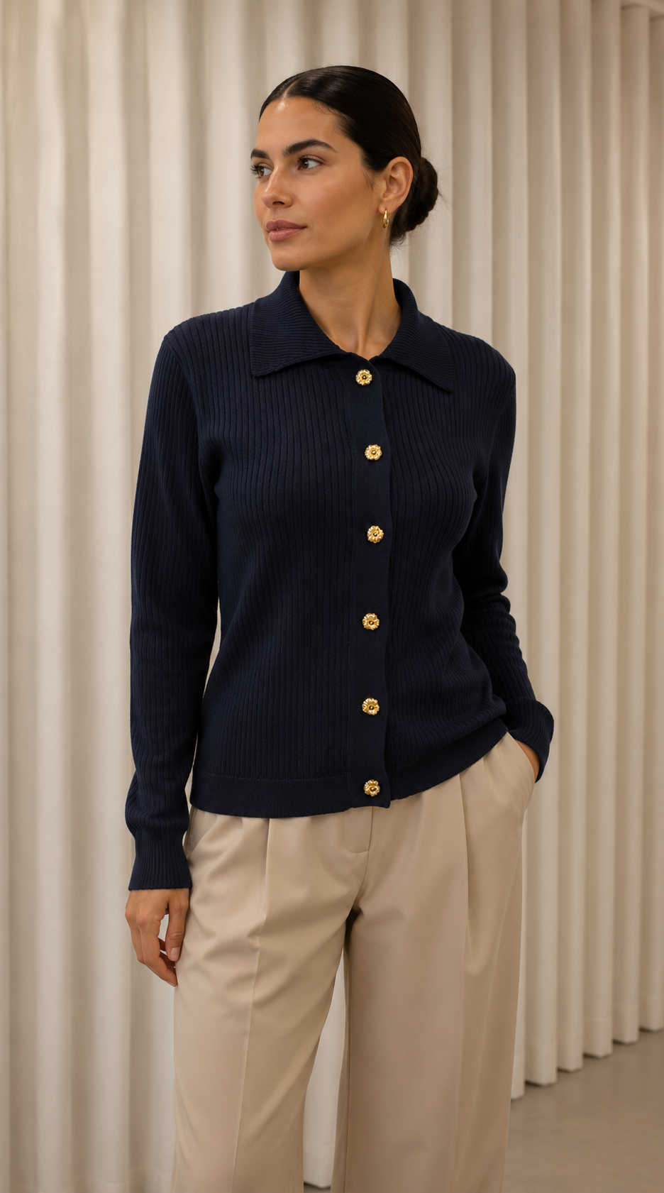 BELLE NOIR MİDİ HIRKA LACİVERT
