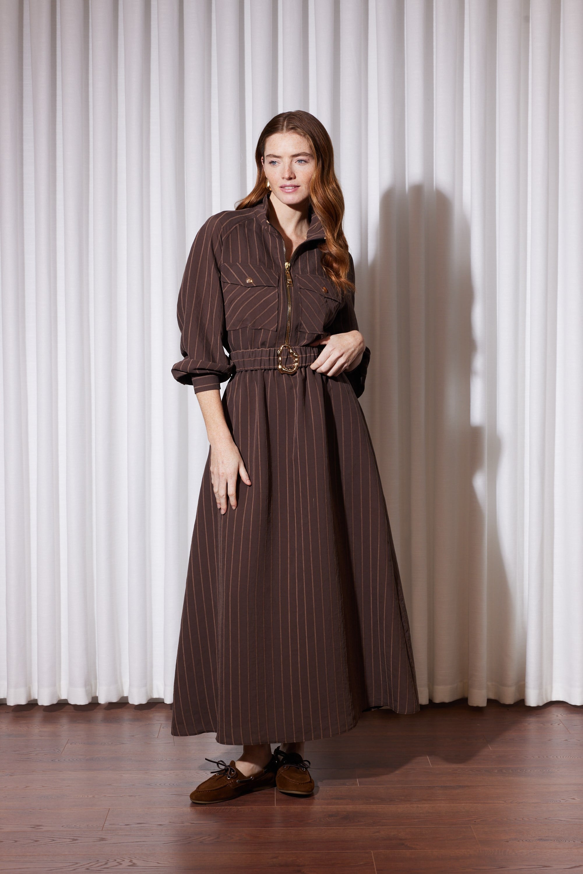 CHIC LINE ELBİSE KAHVERENGİ