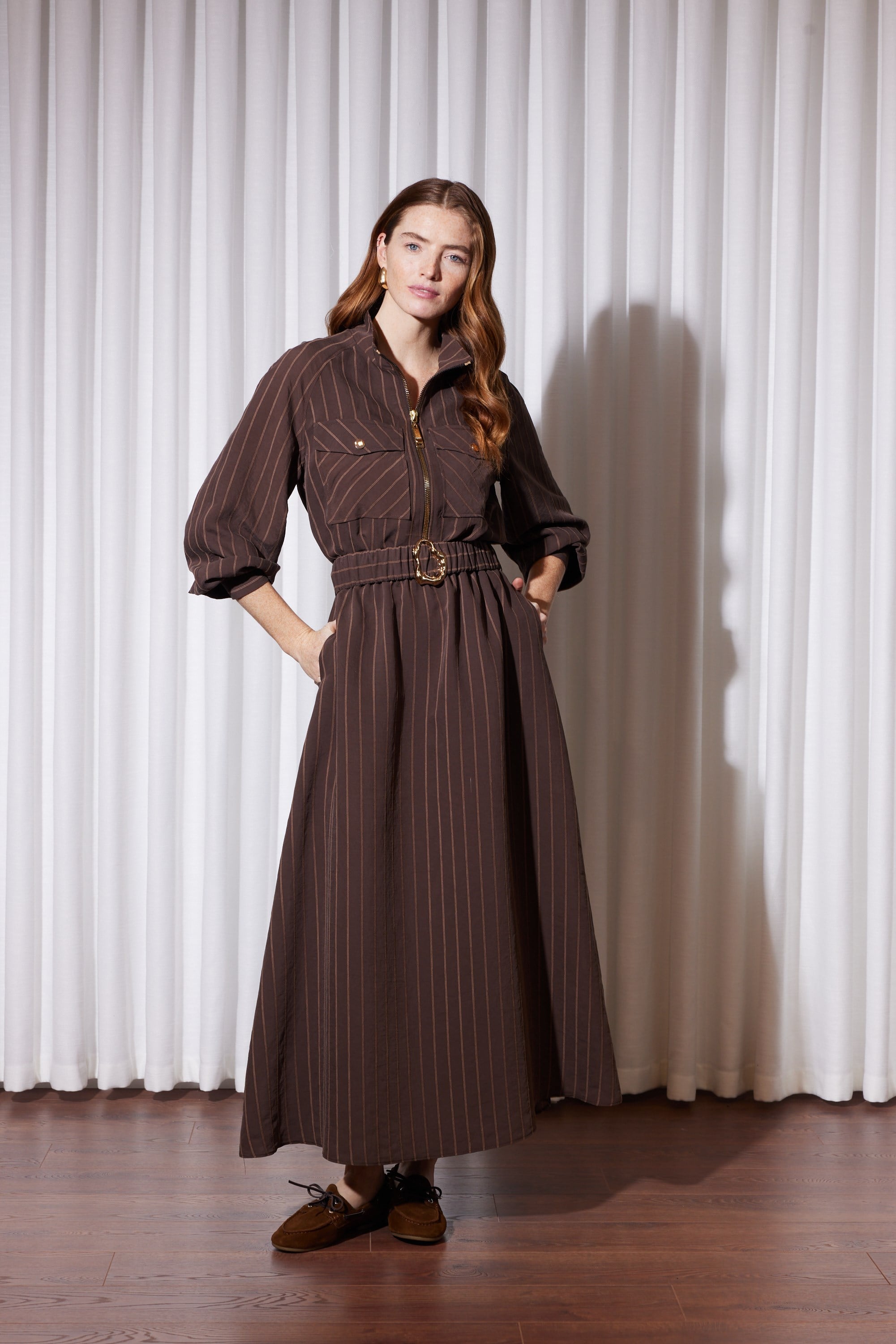 CHIC LINE ELBİSE KAHVERENGİ