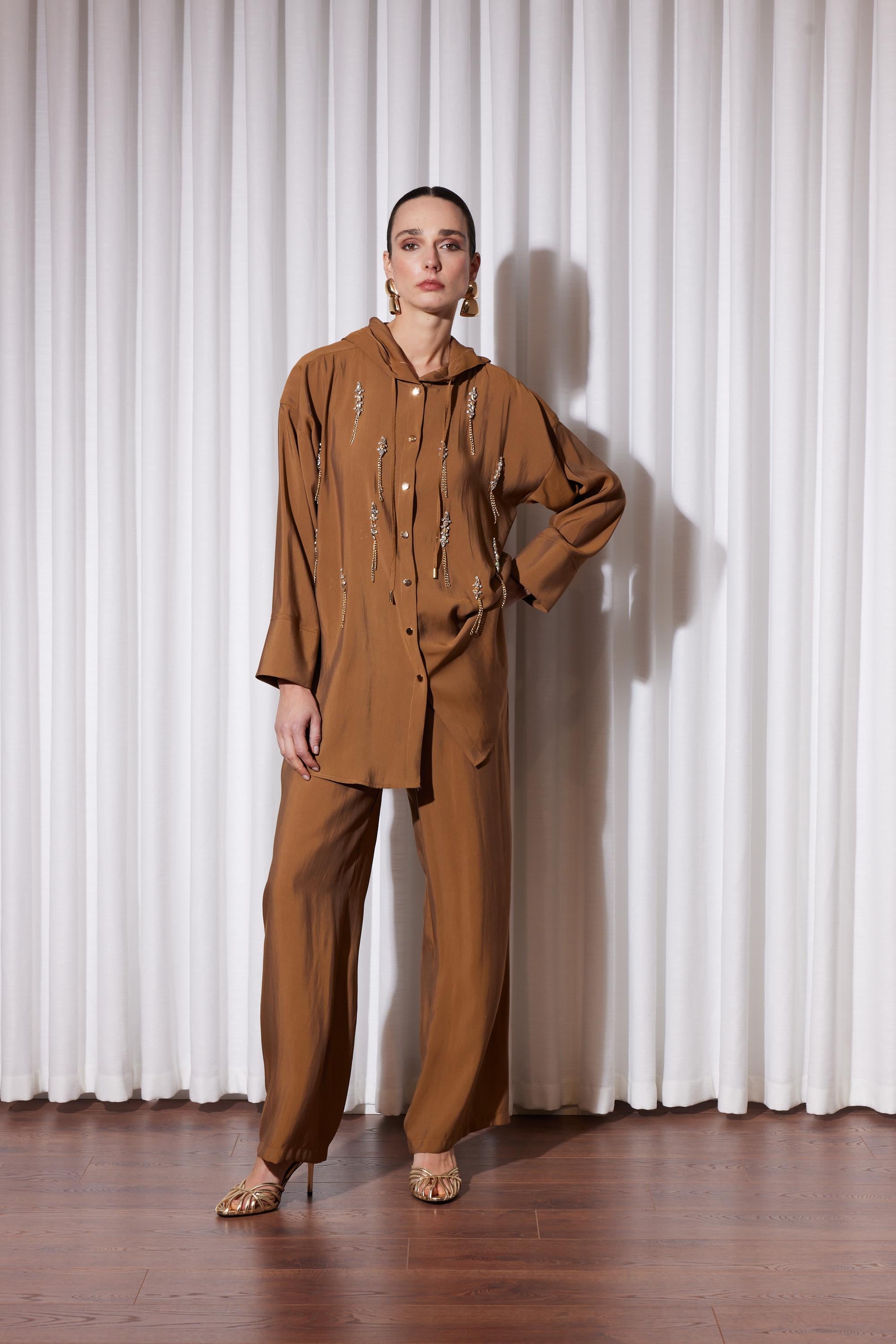 CRISTALLO KAPÜŞONLU TAKIM CAMEL