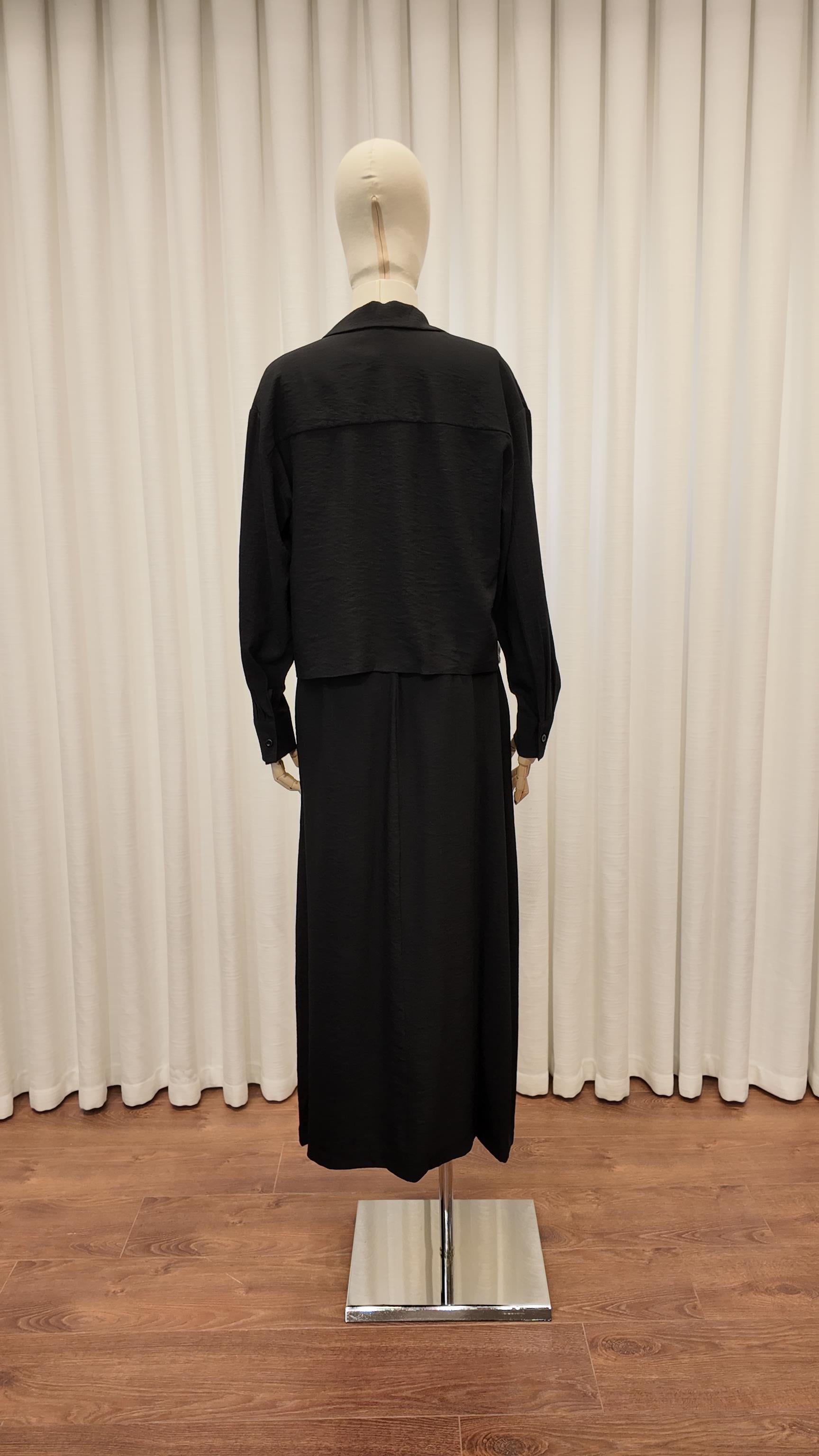 CUT SHIRT ELBİSE GÖMLEK TAKIM SİYAH