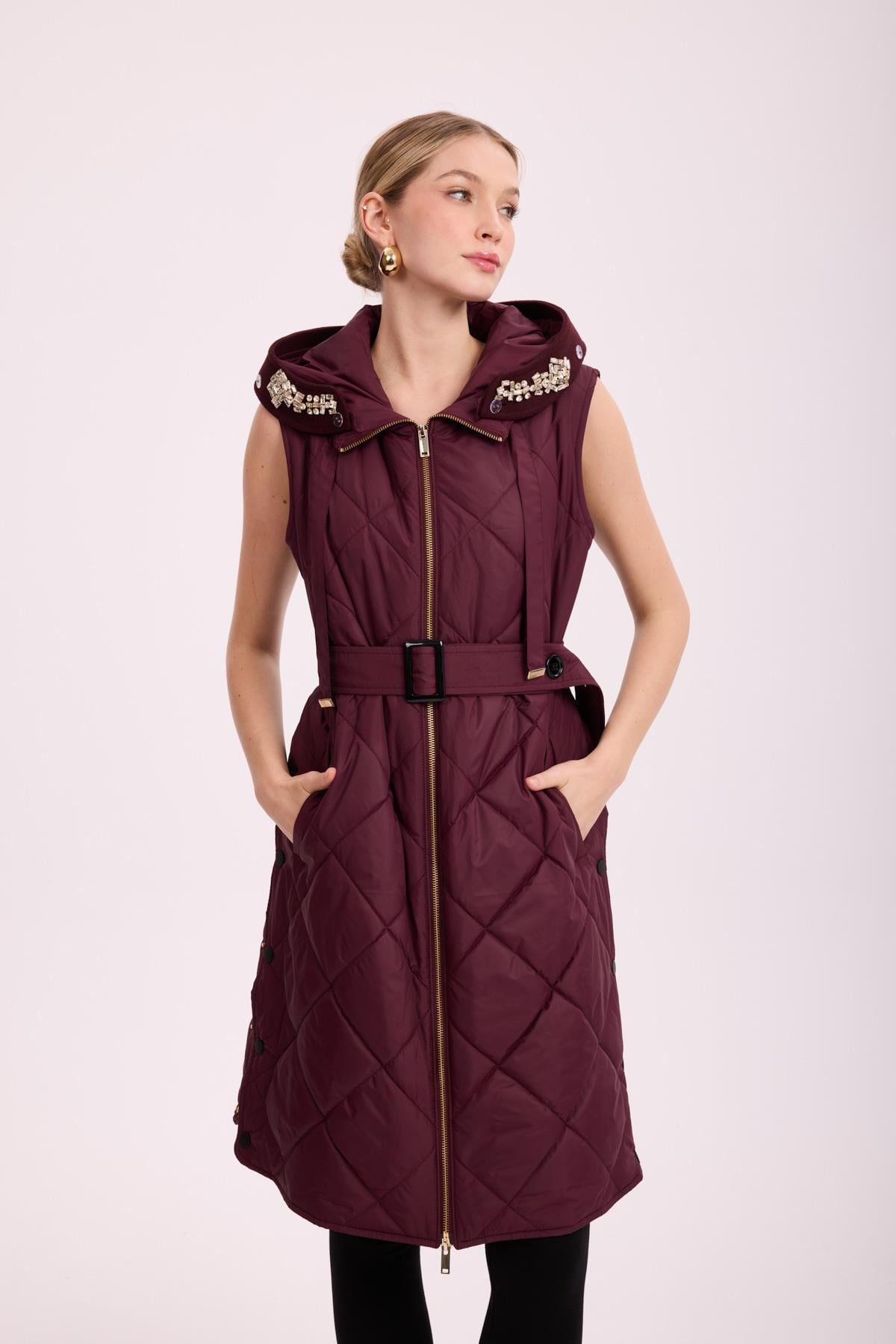 KAPİTONE YELEK BORDO