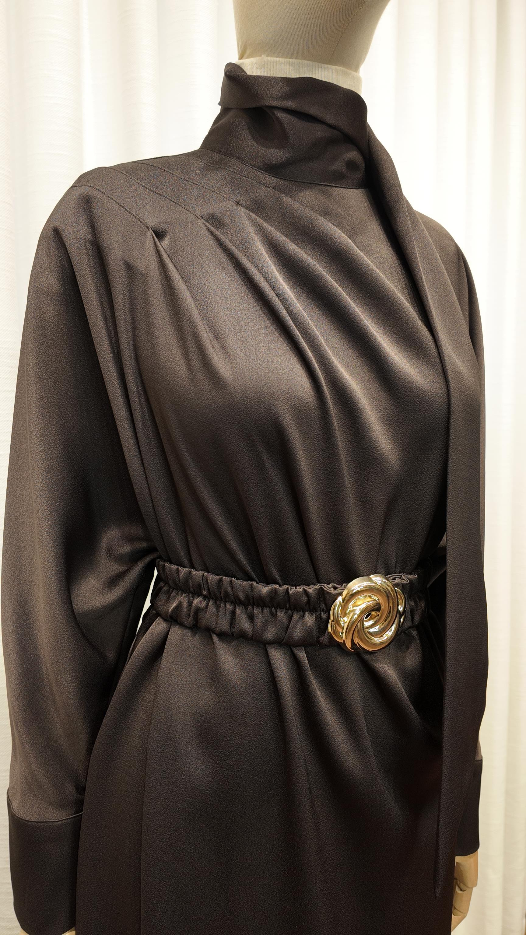 MIDNIGHT SILK ELBİSE KAHVERENGİ