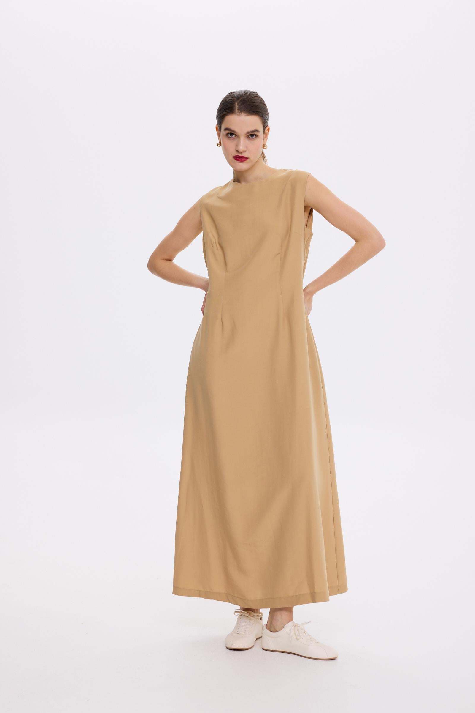TENCEL İÇ ELBİSE CAMEL