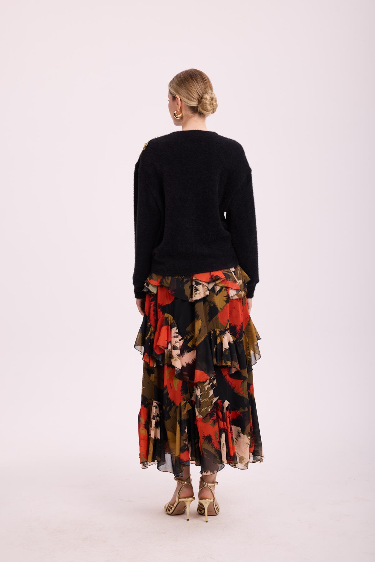 VIOLETTE FLEUR ANGORA BLUZ SİYAH