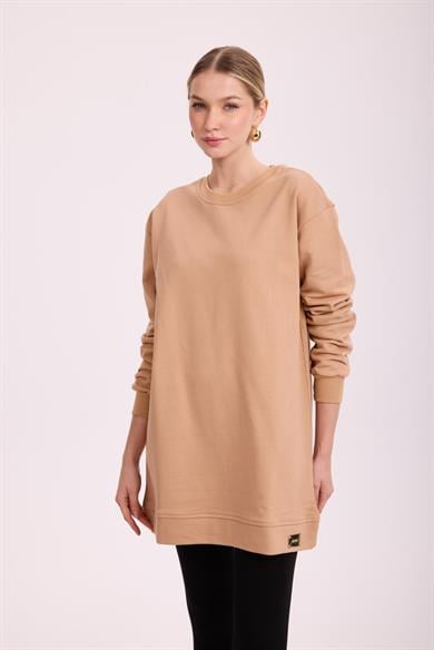 BASIC PAMUKLU SWEATSHIRT BEJ
