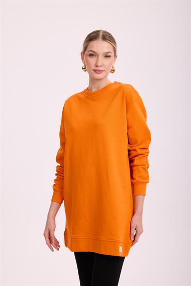 BASIC PAMUKLU SWEATSHIRT TURUNCU