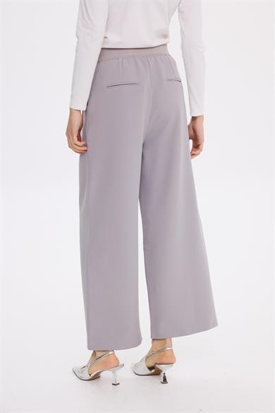 BEL LASTİK KREP PANTOLON GRİ