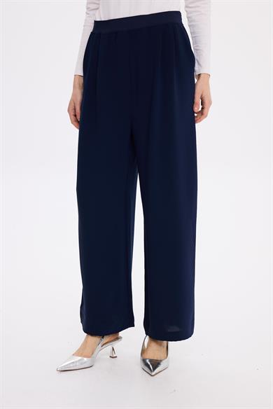 BEL LASTİK KREP PANTOLON LACİVERT