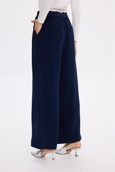 BEL LASTİK KREP PANTOLON LACİVERT