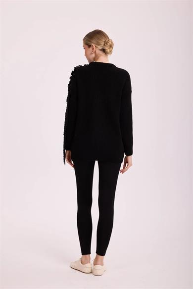 CELESTİA PAYETLİ TRİKO KAZAK SİYAH