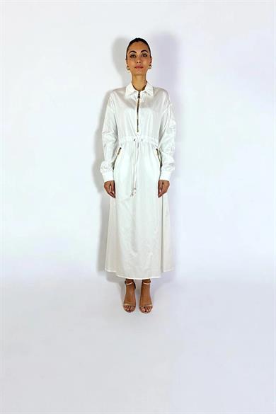 COTTON GÖMLEK ELBİSE EKRU