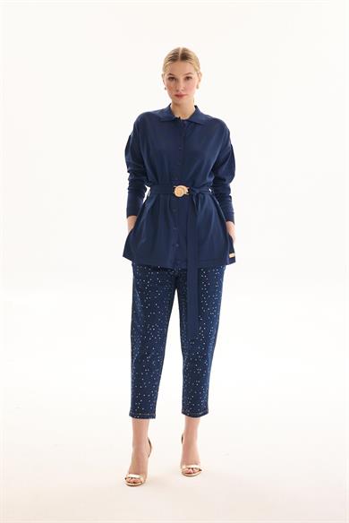 DENİM TAŞLI PANTOLON LACİVERT