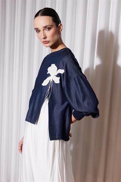 DOUBLE DREAM ELBİSE BLUZ TAKIM MAVİ/EKRU