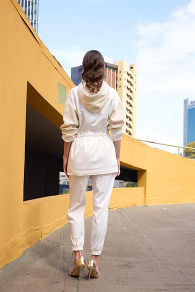 FERMUAR DETAY PANTOLON EKRU