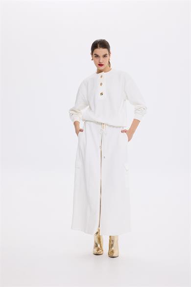 FERMUAR DETAYLI ETEK EKRU