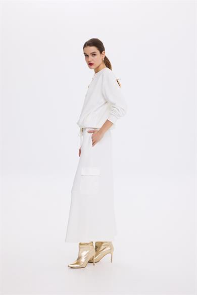 FERMUAR DETAYLI ETEK EKRU