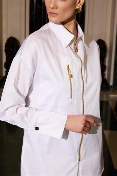 FERMUARLI COTTON GÖMLEK EKRU