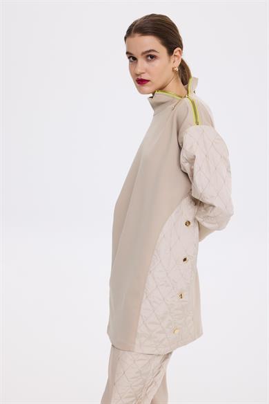 KAPİTONE GARNİ FERMUARLI TAKIM BEJ