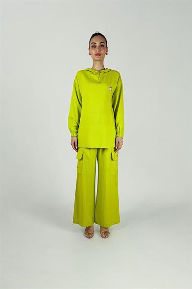 KAPÜŞONLU AKSESUARLI AİROBİN TAKIM ASİT SARI