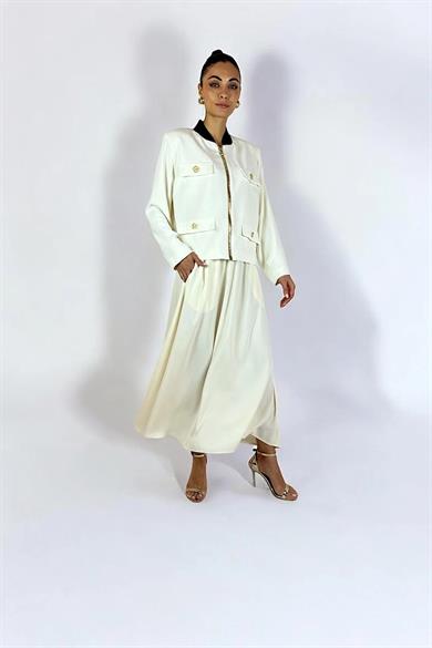 KREP MİDİ CEKET EKRU