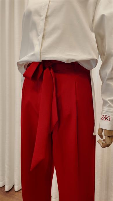KUŞAKLI HAVUÇ PANTOLON KIRMIZI