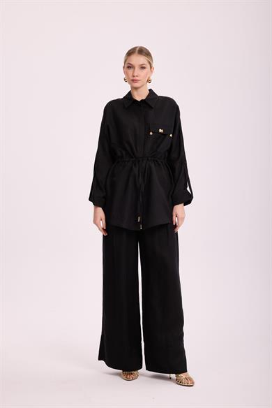 LİNEN KETEN TAKIM SİYAH