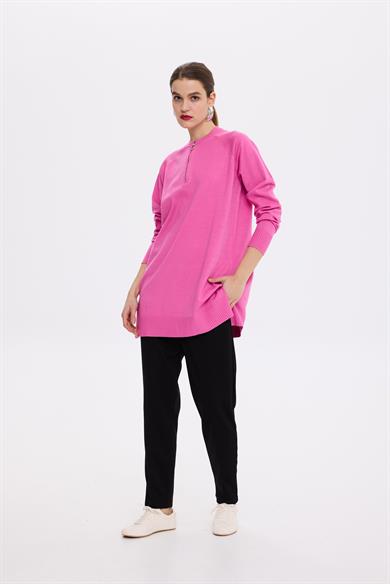 LİVE FERMUAR DETAYLI TRİKO KAZAK PEMBE