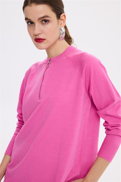 LİVE FERMUAR DETAYLI TRİKO KAZAK PEMBE