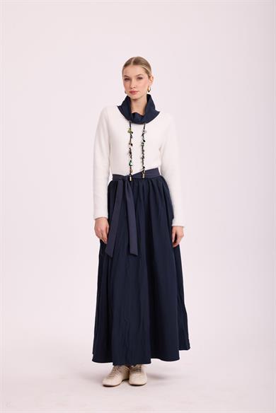 LUMORE DUO ELBİSE EKRU/LACİVERT